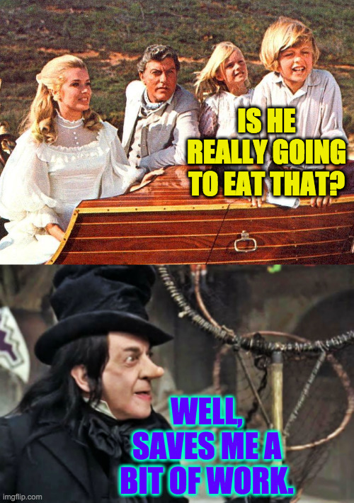 IS HE REALLY GOING TO EAT THAT? WELL, SAVES ME A BIT OF WORK. | made w/ Imgflip meme maker