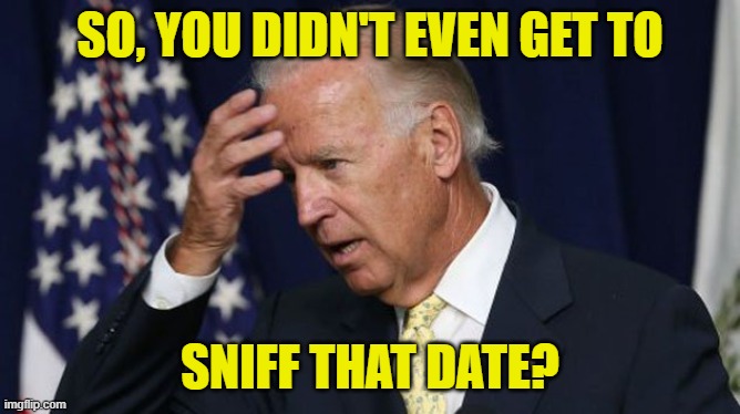 Joe Biden worries | SO, YOU DIDN'T EVEN GET TO SNIFF THAT DATE? | image tagged in joe biden worries | made w/ Imgflip meme maker