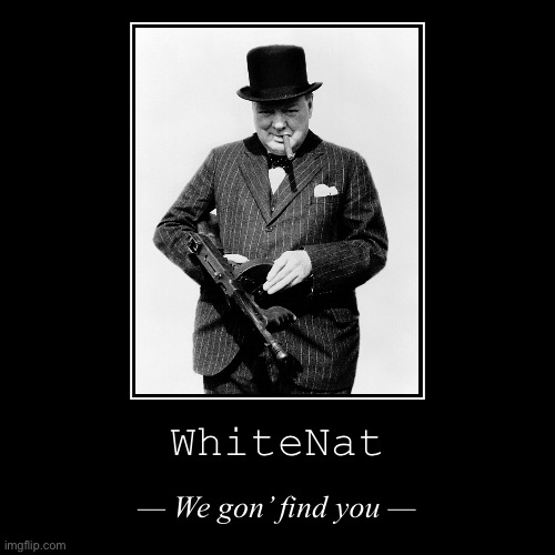 Who would win: Internet Nazi or Winston Churchill with Tommy Gun | image tagged in demotivationals,whitenat,we,gon,find,you | made w/ Imgflip demotivational maker