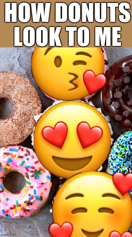 Donuts love me | HOW DONUTS LOOK TO ME | image tagged in donuts,love | made w/ Imgflip meme maker