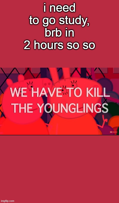 we have to kill the younglings | i need to go study, brb in 2 hours so so | image tagged in we have to kill the younglings | made w/ Imgflip meme maker