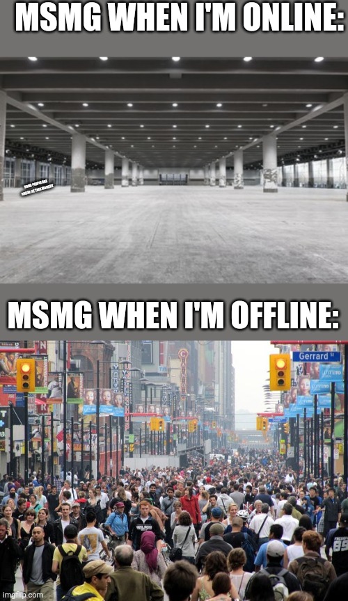 MSMG WHEN I'M ONLINE:; SOME PEOPLE ARE ONLINE AT THIS MOMENT; MSMG WHEN I'M OFFLINE: | made w/ Imgflip meme maker