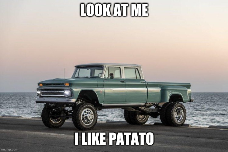 FUNNY TRUCK | LOOK AT ME; I LIKE PATATO | image tagged in the truth | made w/ Imgflip meme maker
