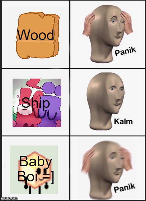 Panik Kalm Panik Meme | Wood; Ship; Baby Boi =] | image tagged in memes,panik kalm panik | made w/ Imgflip meme maker