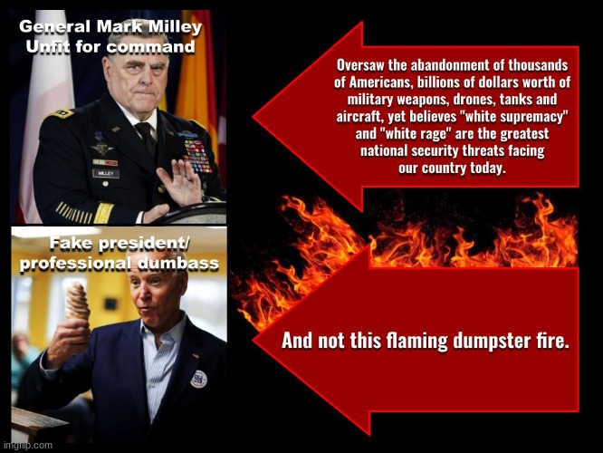 See the shit we get when we've got the lunatics running the asylum? | image tagged in joe biden,general mark milley,government corruption,politics,political | made w/ Imgflip meme maker