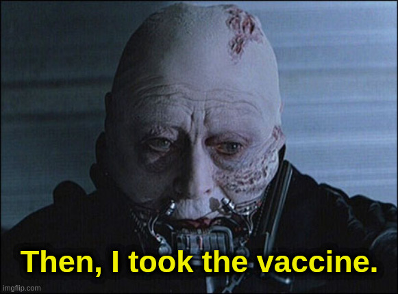 Vaccine Vader | Then, I took the vaccine. | image tagged in covid,vaccine,liberals,darth,vader | made w/ Imgflip meme maker