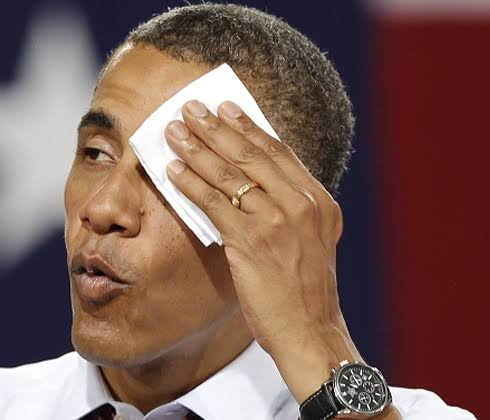 Obama relieved with handkerchief Blank Meme Template