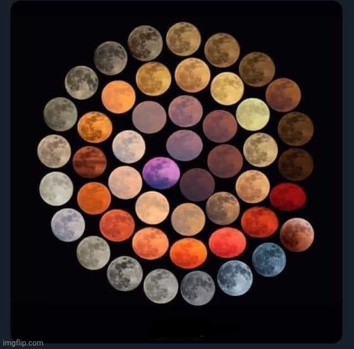 48 colors of the moon, within a 10yr. timespan. | image tagged in moon,colors,timelapse,awesome,photography | made w/ Imgflip meme maker