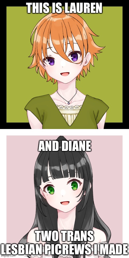 THIS IS LAUREN; AND DIANE; TWO TRANS LESBIAN PICREWS I MADE | made w/ Imgflip meme maker