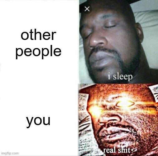 R E A L S H I T? | other people; you | image tagged in memes,sleeping shaq | made w/ Imgflip meme maker