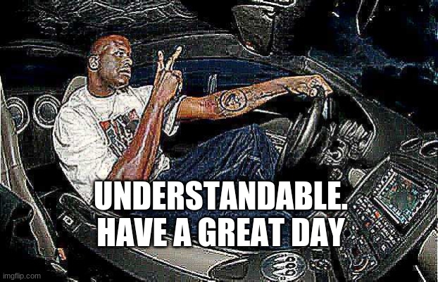 Understandable Have a Great Day but its Blank | UNDERSTANDABLE. HAVE A GREAT DAY | image tagged in understandable have a great day but its blank | made w/ Imgflip meme maker