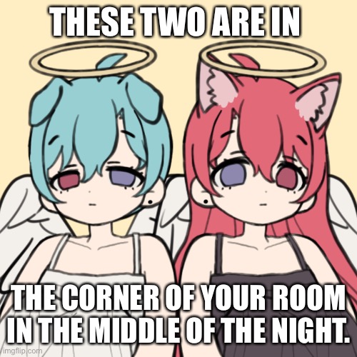 THESE TWO ARE IN; THE CORNER OF YOUR ROOM IN THE MIDDLE OF THE NIGHT. | made w/ Imgflip meme maker