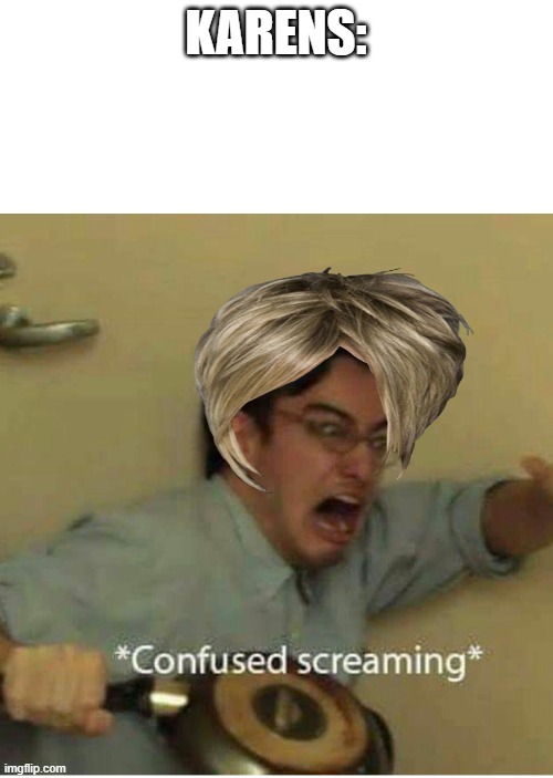 confused screaming | KARENS: | image tagged in confused screaming | made w/ Imgflip meme maker