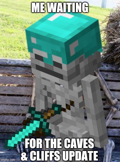Ded | ME WAITING; FOR THE CAVES & CLIFFS UPDATE | image tagged in ded | made w/ Imgflip meme maker