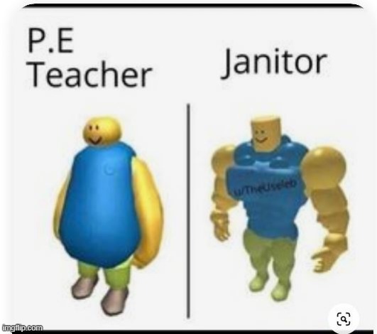 image tagged in fat,muscular,janitor,teacher,ironic,comparison | made w/ Imgflip meme maker