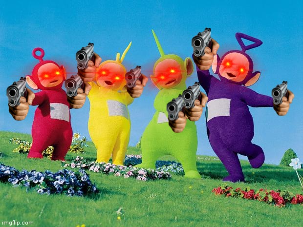 On a scale of 1000 to 10000, how cursed is this picture? | image tagged in teletubbies | made w/ Imgflip meme maker
