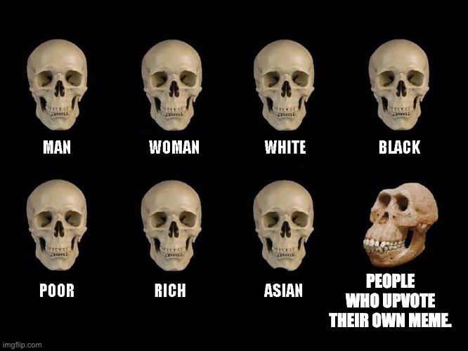 empty skulls of truth | PEOPLE WHO UPVOTE THEIR OWN MEME. | image tagged in empty skulls of truth | made w/ Imgflip meme maker
