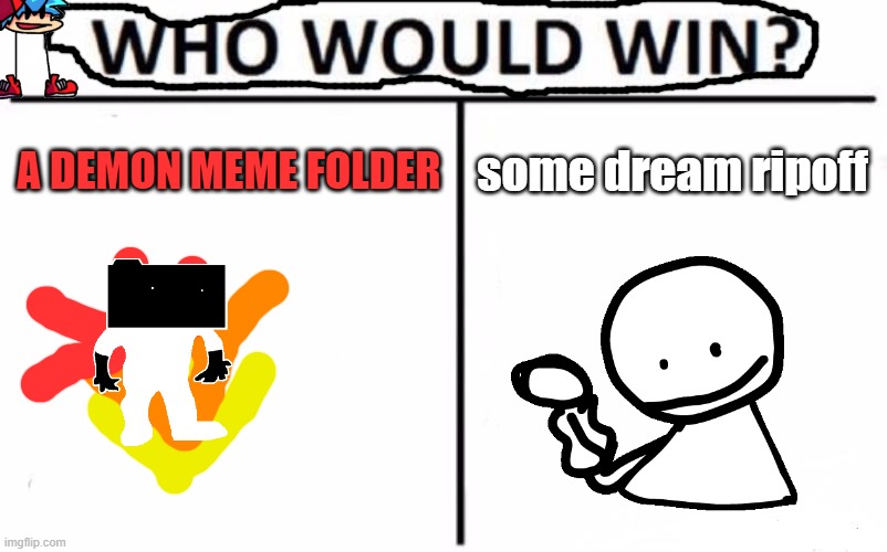 i can't believe that boyfriend said that >:( |  A DEMON MEME FOLDER; some dream ripoff | image tagged in memes,who would win,bob,is,mad | made w/ Imgflip meme maker