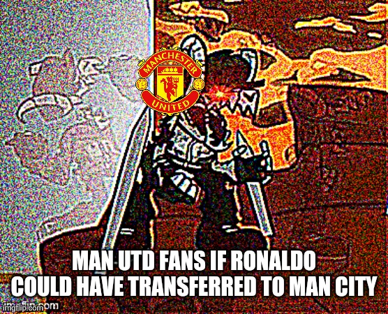 Meanwhile in the Alternate Universe... | MAN UTD FANS IF RONALDO COULD HAVE TRANSFERRED TO MAN CITY | image tagged in me when big booba,tabi,manchester united,cristiano ronaldo,friday night funkin,memes | made w/ Imgflip meme maker