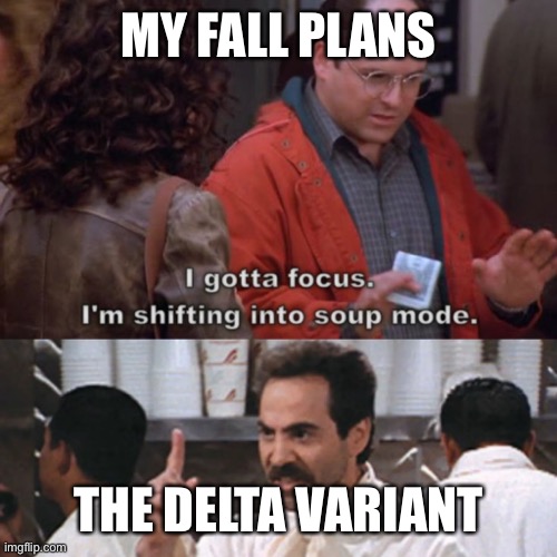 Seinfeld Delta Variant | MY FALL PLANS; THE DELTA VARIANT | image tagged in seinfeld | made w/ Imgflip meme maker