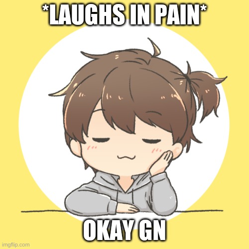*LAUGHS IN PAIN*; OKAY GN | image tagged in le sleep | made w/ Imgflip meme maker