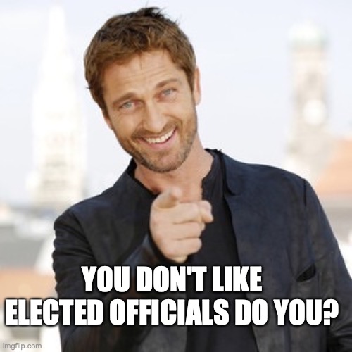 Gerard butler it's Friday  | YOU DON'T LIKE ELECTED OFFICIALS DO YOU? | image tagged in gerard butler it's friday | made w/ Imgflip meme maker