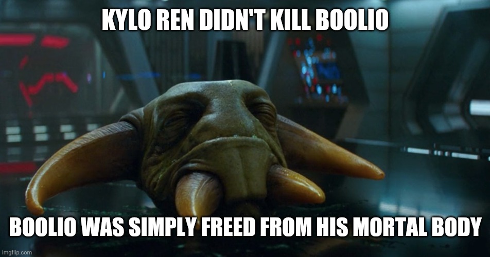 Hail Boolio | KYLO REN DIDN'T KILL BOOLIO; BOOLIO WAS SIMPLY FREED FROM HIS MORTAL BODY | image tagged in memes,hail boolio | made w/ Imgflip meme maker