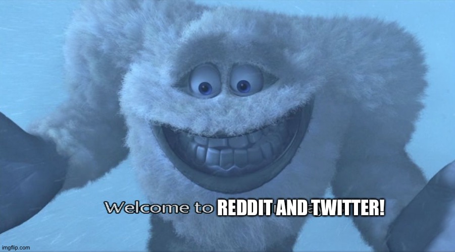 Welcome to the himalayas | REDDIT AND TWITTER! | image tagged in welcome to the himalayas | made w/ Imgflip meme maker