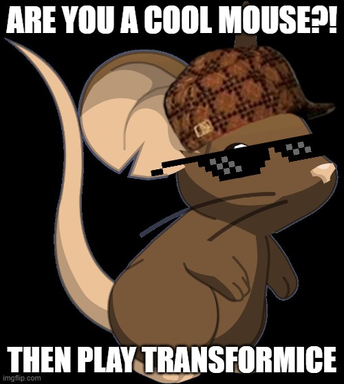 transformice meme | ARE YOU A COOL MOUSE?! THEN PLAY TRANSFORMICE | image tagged in transformice | made w/ Imgflip meme maker