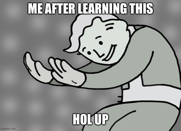ME AFTER LEARNING THIS HOL UP | image tagged in hol up | made w/ Imgflip meme maker