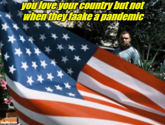 faake | you love your country but not 
when they faake a pandemic | image tagged in when you | made w/ Imgflip meme maker