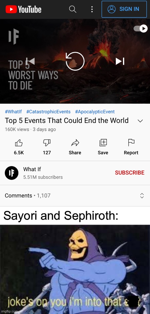 Just found this video today | Sayori and Sephiroth: | image tagged in jokes on you im into that shit,sayori and sephiroth | made w/ Imgflip meme maker