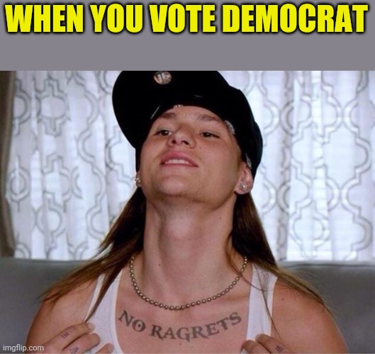 Or any leftist trash party. | WHEN YOU VOTE DEMOCRAT | image tagged in no ragrets,democrats,liberals | made w/ Imgflip meme maker