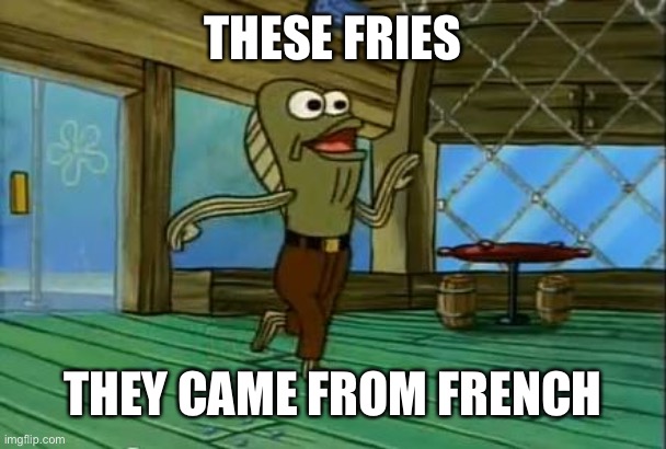 rev up those fryers | THESE FRIES THEY CAME FROM FRENCH | image tagged in rev up those fryers | made w/ Imgflip meme maker
