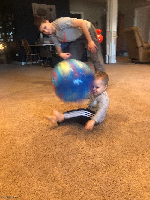 Me Vs 2 year old cousin | image tagged in ball | made w/ Imgflip meme maker
