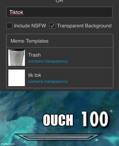 OUCH | image tagged in skyrim skill meme | made w/ Imgflip meme maker