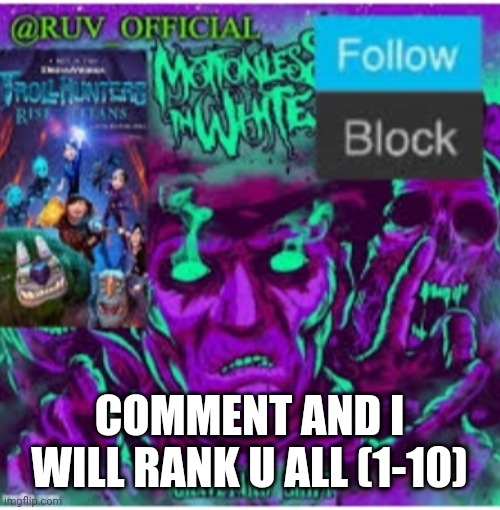Ranking | COMMENT AND I WILL RANK U ALL (1-10) | image tagged in ruv official announcement template upgraded | made w/ Imgflip meme maker