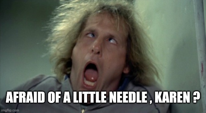 Scary Harry Meme | AFRAID OF A LITTLE NEEDLE , KAREN ? | image tagged in memes,scary harry | made w/ Imgflip meme maker