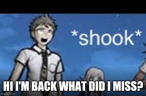 *shook* | HI I'M BACK WHAT DID I MISS? | image tagged in shook | made w/ Imgflip meme maker