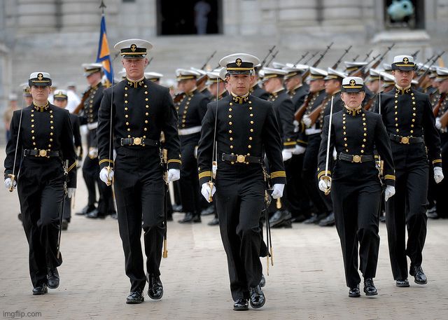 Naval academy uniforms. They also wear white as well | made w/ Imgflip meme maker