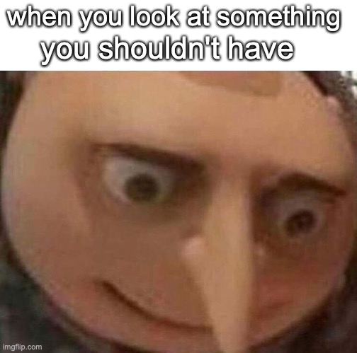 Forbidden images | when you look at something; you shouldn't have | image tagged in gru meme | made w/ Imgflip meme maker