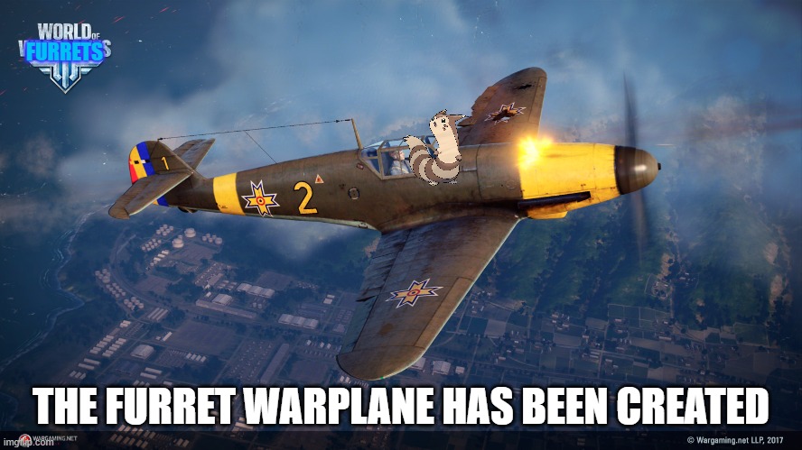 furret warplane | FURRETS THE FURRET WARPLANE HAS BEEN CREATED | image tagged in furret,plane,oof size large | made w/ Imgflip meme maker