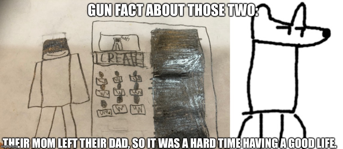 The dad was the only one that actually did a lot of work | GUN FACT ABOUT THOSE TWO:; THEIR MOM LEFT THEIR DAD, SO IT WAS A HARD TIME HAVING A GOOD LIFE. | image tagged in the malicious minister despacito yoda s brother,godslayer of god-eaters fact | made w/ Imgflip meme maker