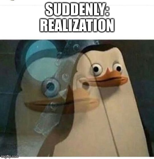 Madagascar Meme | SUDDENLY:
REALIZATION | image tagged in madagascar meme | made w/ Imgflip meme maker