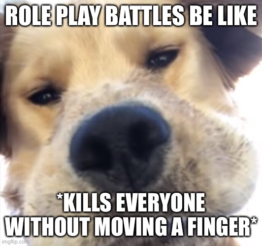 OH YEAH? WANNA TEST THAT? COME TO MY HOISE AND LETS SEE WHO CAN KILL FASTER | ROLE PLAY BATTLES BE LIKE; *KILLS EVERYONE WITHOUT MOVING A FINGER* | image tagged in doggo bruh | made w/ Imgflip meme maker