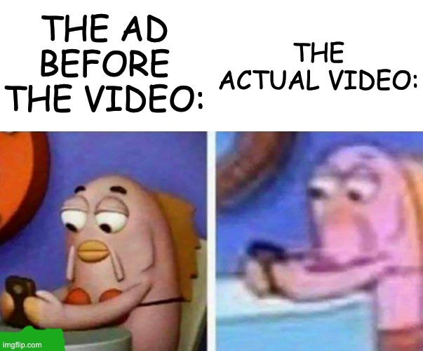 Why YouTube, Why? | THE ACTUAL VIDEO:; THE AD BEFORE THE VIDEO: | image tagged in memes,unfunny | made w/ Imgflip meme maker