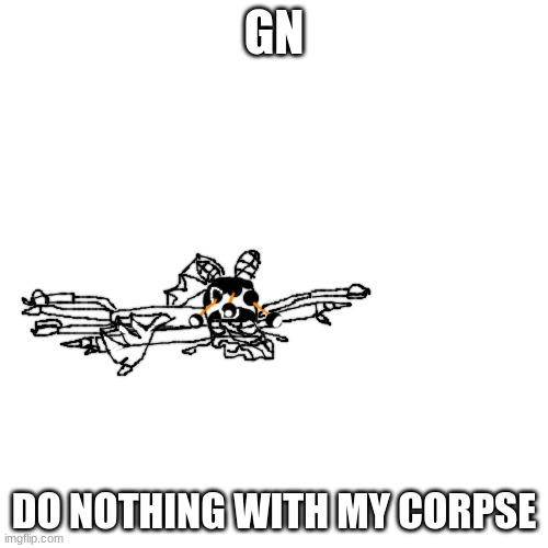 who hugged the idiot too hard | GN; DO NOTHING WITH MY CORPSE | image tagged in who hugged the idiot too hard | made w/ Imgflip meme maker
