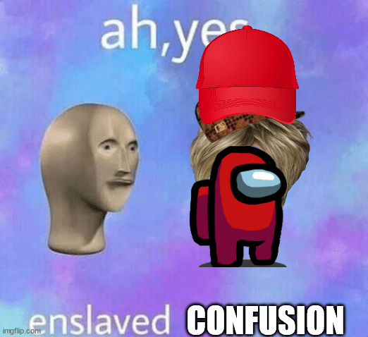 hat guy | CONFUSION | image tagged in ah yes enslaved | made w/ Imgflip meme maker