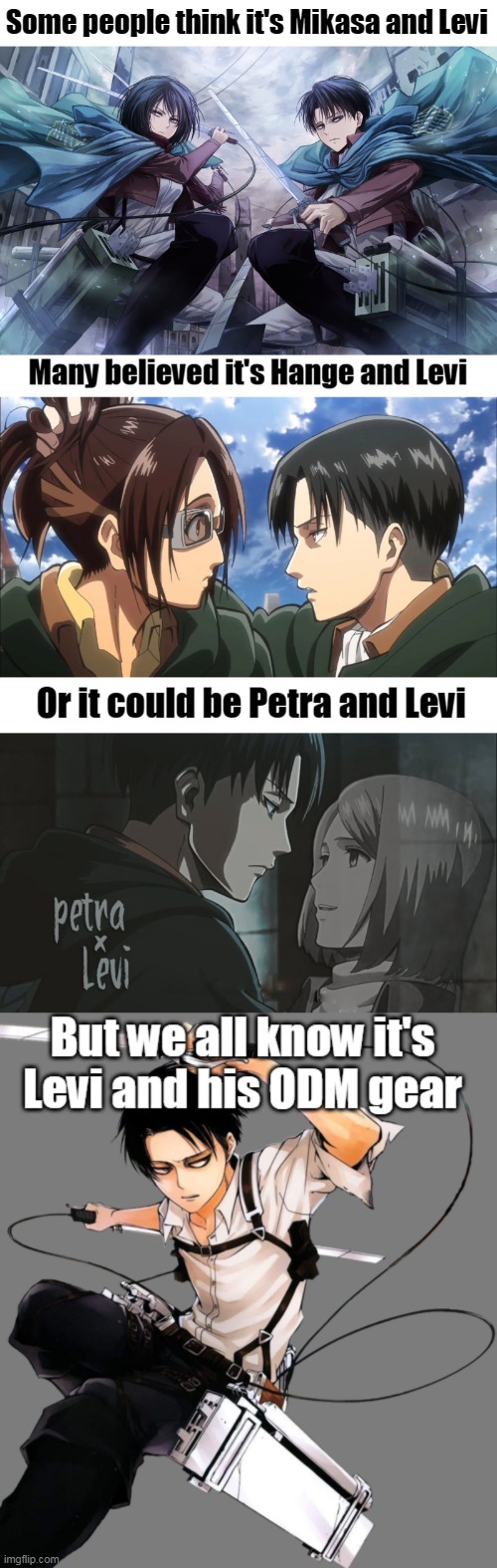 Made my own ship | Some people think it's Mikasa and Levi | image tagged in memes,anime,aot,attack on titan,ship,levi | made w/ Imgflip meme maker