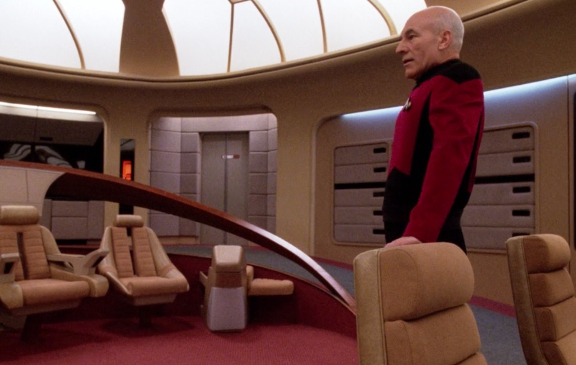 High Quality Picard on empty bridge Blank Meme Template